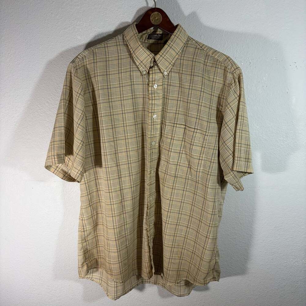 Vintage Y2K Tan Striped Button Up tee shirt